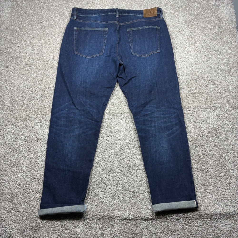 Flint and Tinder Slim Fit Selvedge Denim Jeans Dark Wash Blue Mens 33x30